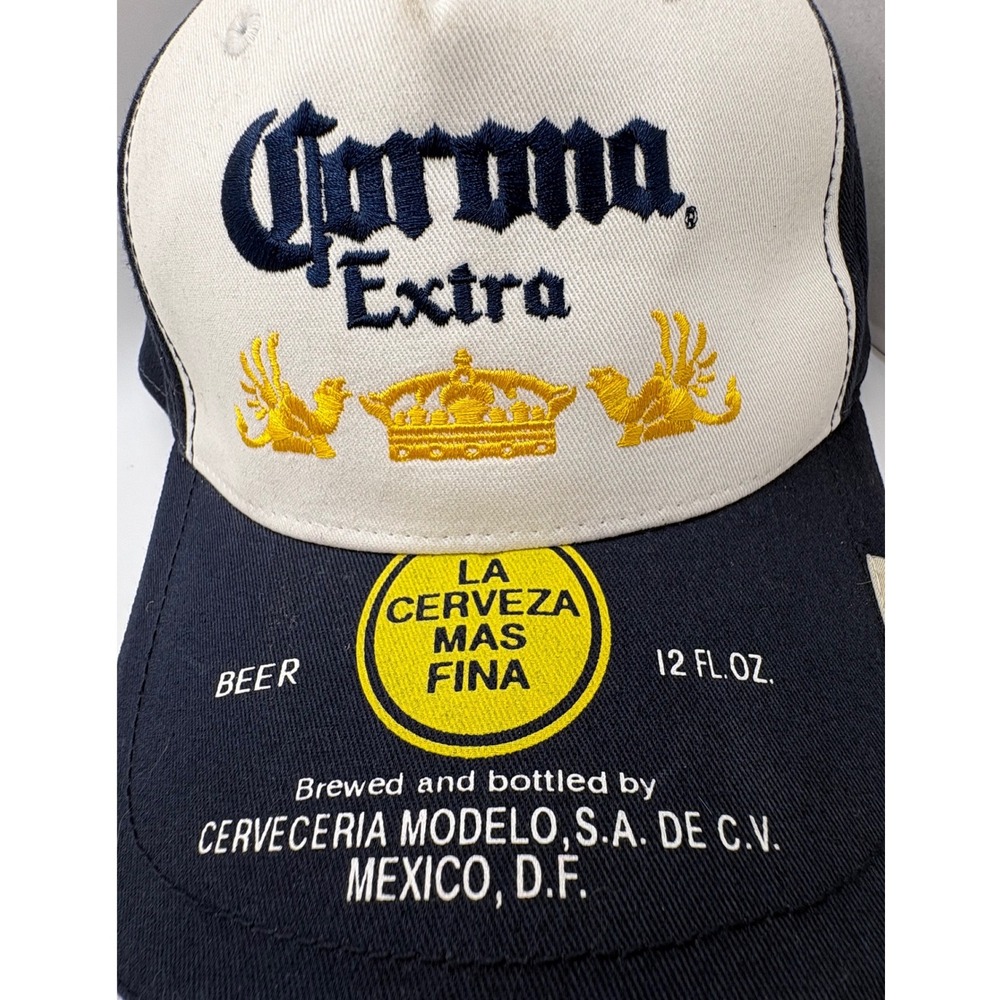 Corona Extra Mas Fina Navy Blue White Embroidered Adjustable Baseball Hat Cap - Picture 2 of 6
